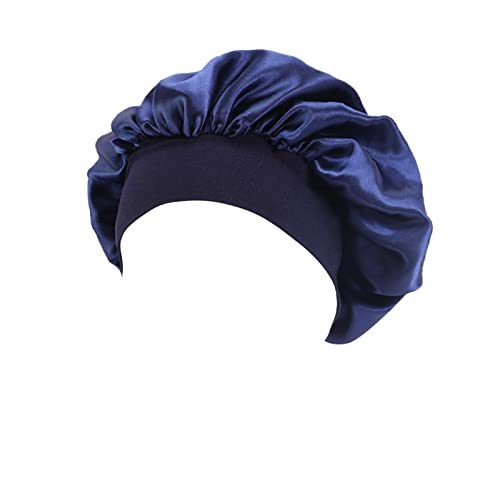 Zhiyao Satin Schlafmütze Damen Satin Bonnet Schlafhaube Seide Nachtmütze Bonnet Atmungsaktive Seide Schlafmütze Verstellbare Silk Bonnet Seidenhaube zum Schlafen Weiche Satin Haube Marine 2023 von Zhiyao