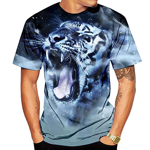 Zhiyao Unisex T Shirts mit Tiger 3D Drucken Kurzarm Sommer Männer Herren T-Shirt Herren-T-Shirt von Zhiyao