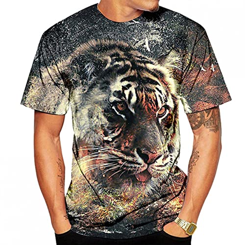 Zhiyao Unisex T Shirts mit Tiger 3D Drucken Kurzarm Sommer Männer Herren T-Shirt Herren-T-Shirt, XL von Zhiyao