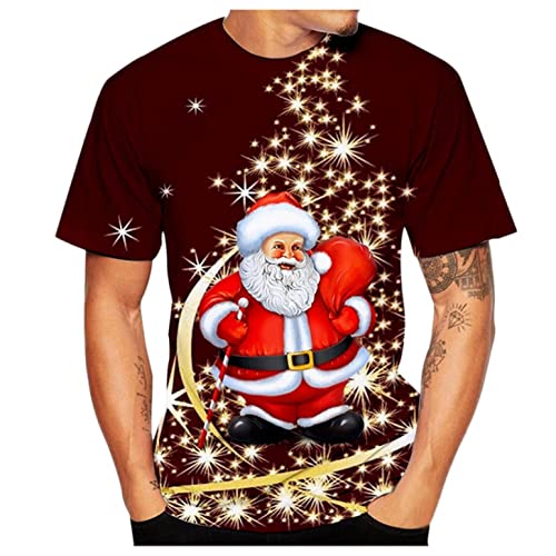 Zhiyao Weihnachten Herren T-Shirt Geschenke Männer WeihnachtsShirt Sankt EL Pullover Weihnachtsmann Cosplay Kostüm Streetwear GötterGeschenk Idee von Zhiyao