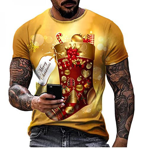 Zhiyao Weihnachten Herren T-Shirt Geschenke Männer WeihnachtsShirt Sankt EL Pullover Weihnachtsmann Cosplay Kostüm Streetwear GötterGeschenk Idee von Zhiyao