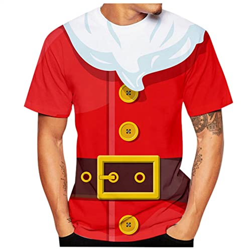 Zhiyao Weihnachten Herren T-Shirt Geschenke Männer WeihnachtsShirt Sankt EL Pullover Weihnachtsmann Cosplay Kostüm Streetwear GötterGeschenk Idee von Zhiyao