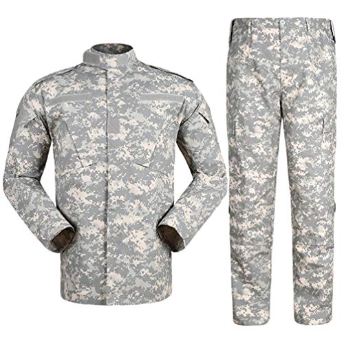 Zhiyuanan Herren Tactical Camouflage Uniform Anzug 2 Stück Sets Outdoor Jagd Trekking Camping Militär Kampf wasserdichte Wandern Jacken + Camo Hosen Tarnmuster Kleidung ACU M von Zhiyuanan