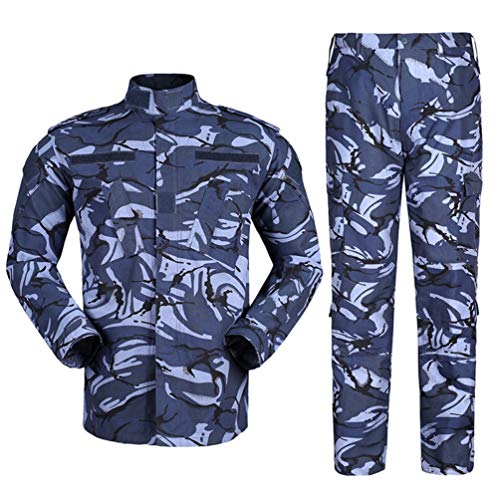 Zhiyuanan Herren Tactical Camouflage Uniform Anzug 2 Stück Sets Outdoor Jagd Trekking Camping Militär Kampf wasserdichte Wandern Jacken + Camo Hosen Tarnmuster Kleidung Britische Marine L von Zhiyuanan
