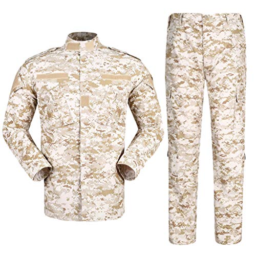 Zhiyuanan Herren Tactical Camouflage Uniform Anzug 2 Stück Sets Outdoor Jagd Trekking Camping Militär Kampf wasserdichte Wandern Jacken + Camo Hosen Tarnmuster Kleidung Digitale Wüste M von Zhiyuanan