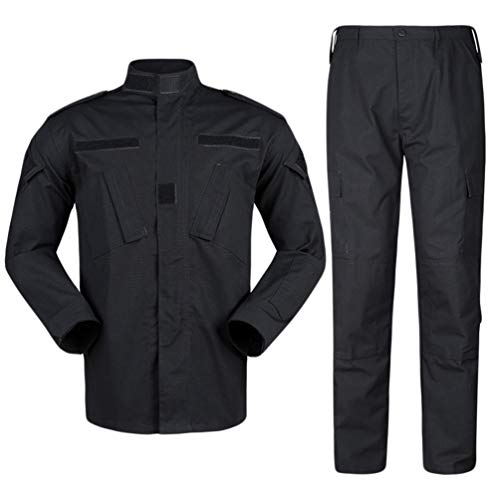 Zhiyuanan Herren Tactical Camouflage Uniform Anzug 2 Stück Sets Outdoor Jagd Trekking Camping Militär Kampf wasserdichte Wandern Jacken + Camo Hosen Tarnmuster Kleidung Schwarz XL von Zhiyuanan