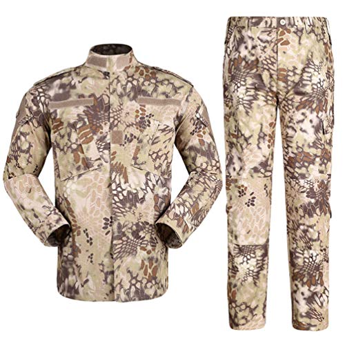 Zhiyuanan Herren Tactical Camouflage Uniform Anzug 2 Stück Sets Outdoor Jagd Trekking Camping Militär Kampf wasserdichte Wandern Jacken + Camo Hosen Tarnmuster Kleidung Wüste Python Muster 2XL von Zhiyuanan