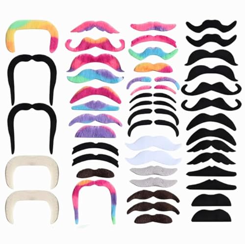 48 Stück Schnurrbart Zum Ankleben,Party Bart Für Kostümpartys Halloween Weihnachtsfeier Geburtstag Und Partei von ZhongShuang