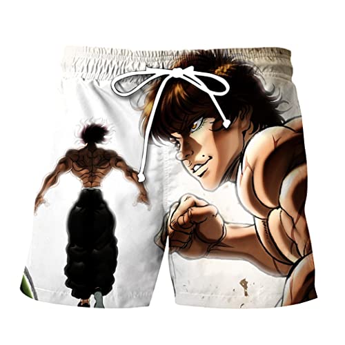 Anime Beach Shorts BAKI Badehose Hanma Yujiro 3D Print Board Kurze Hose Quick Dry Surfen Shorts für Sommer, Typ 3, Verschiedene Größen von Zhongkaihua