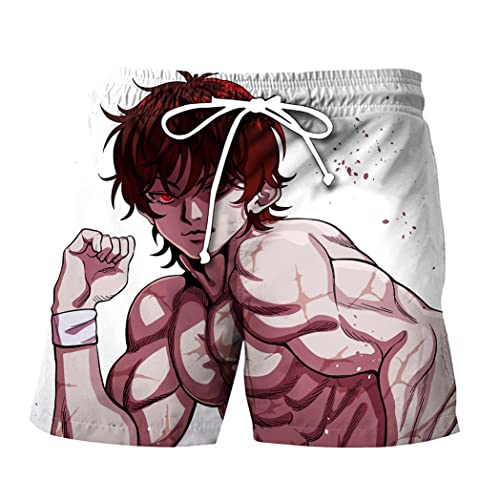 Anime Beach Shorts BAKI Badehose Hanma Yujiro 3D Print Board Kurze Hose Quick Dry Surfen Shorts für Sommer, Typ 4, L/XL von Zhongkaihua