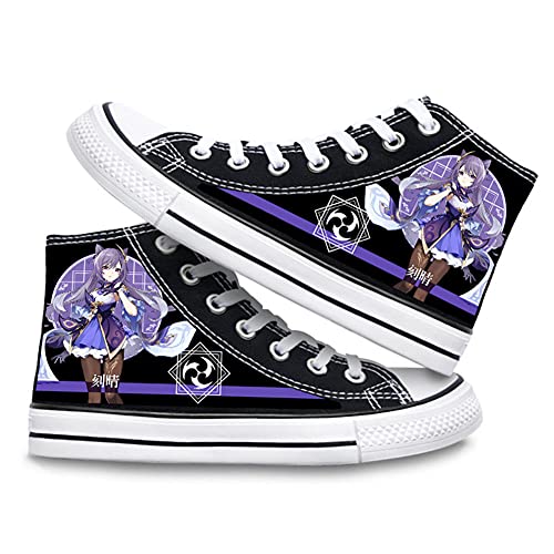 Anime Canvas Schuhe Zhongli Paar Klassische High Top Sneakers Anime Druck Schnürschuhe Unisex für Outdoor Sport, Typ 5, 41.5 EU von Zhongkaihua