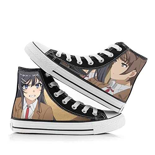 Anime Canvas Shoes Sakurajima Mai High Top Canvas Shoes Anime Printing Lace Up Shoes Unisex for Outdoor Sport, Typ 1, 42 EU von Zhongkaihua