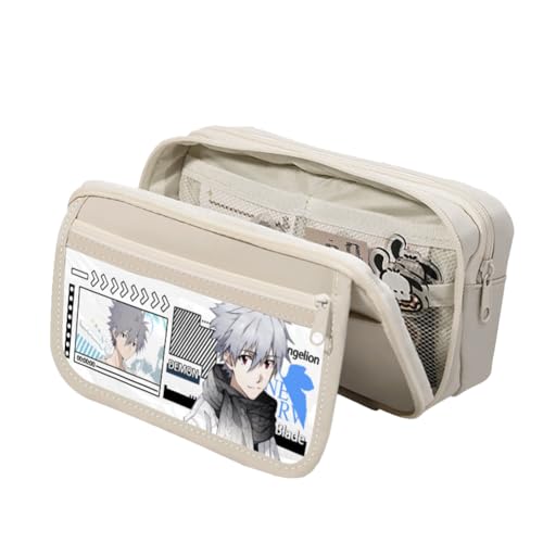 Ayanami Rei Asuka Langley Soryu Ikari Shinji Mode Schreibwaren Anime Leinwand Federmäppchen für Mädchen Jungen Schulgeschenk Große Kapazität Schulanfang Stifttasche, Typ 2, 21.5 x 7.5 x 13 cm von Zhongkaihua