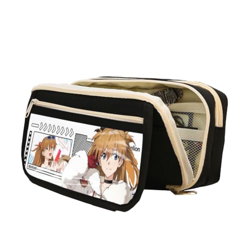 Ayanami Rei Asuka Langley Soryu Ikari Shinji Mode Schreibwaren Anime Leinwand Federmäppchen für Mädchen Jungen Schulgeschenk Große Kapazität Schulanfang Stifttasche, Typ 6, 21.5 x 7.5 x 13 cm von Zhongkaihua