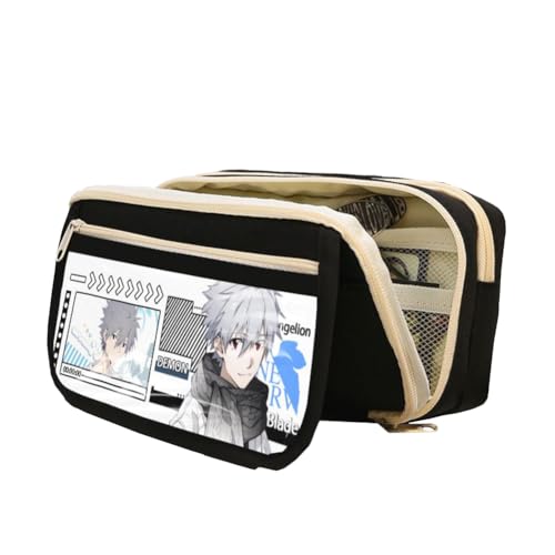 Ayanami Rei Asuka Langley Soryu Ikari Shinji Mode Schreibwaren Anime Leinwand Federmäppchen für Mädchen Jungen Schulgeschenk Große Kapazität Schulanfang Stifttasche, Typ 7, 21.5 x 7.5 x 13 cm von Zhongkaihua