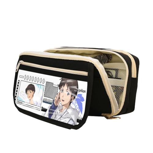 Ayanami Rei Asuka Langley Soryu Ikari Shinji Mode Schreibwaren Anime Leinwand Federmäppchen für Mädchen Jungen Schulgeschenk Große Kapazität Schulanfang Stifttasche, Typ 9, 21.5 x 7.5 x 13 cm von Zhongkaihua