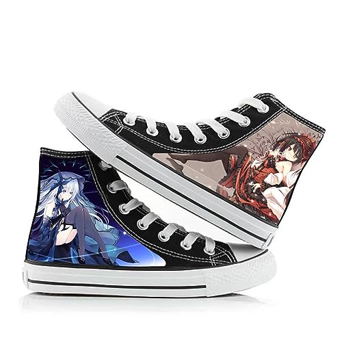 Date A Live Anime Peripherie Cosplay Canvas Schuhe - Tohka Yatogami Tokisaki Kurumi Figur Gedruckt Lässige High-Top Schuhe für Unisex Fashion Liebhaber Turnschuhe Sport Sneaker, Datum ein Live 03, 42 von Zhongkaihua