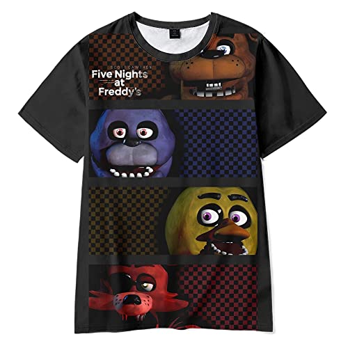 FNAF Short Sleeve T Shirt, Security Breach Teen Girls Boys Summer Casual Anime Short Sleeve Length, Cute T Shirt, Fazbear's Piazzaria Cartoon Game Tops Clothing von Zhongkaihua