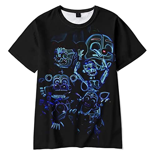 FNAF Short Sleeve T Shirt, Security Breach Teen Girls Boys Summer Casual Anime Short Sleeve Length, Cute T Shirt, Fazbear's Piazzaria Cartoon Game Tops Clothing von Zhongkaihua