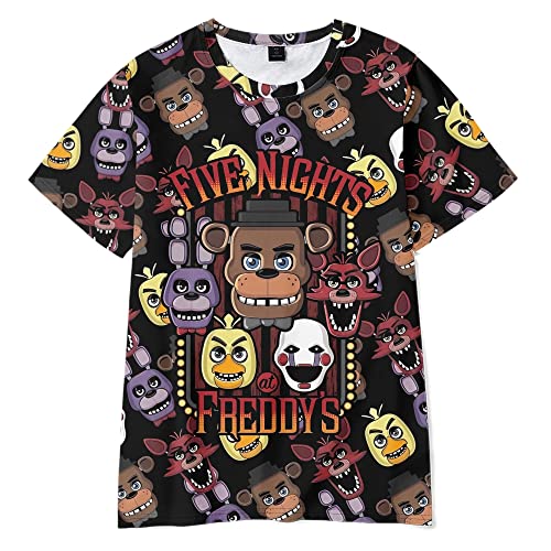 FNAF Short Sleeve T Shirt, Security Breach Teen Girls Boys Summer Casual Anime Short Sleeve Length, Cute T Shirt, Fazbear's Piazzaria Cartoon Game Tops Clothing von Zhongkaihua