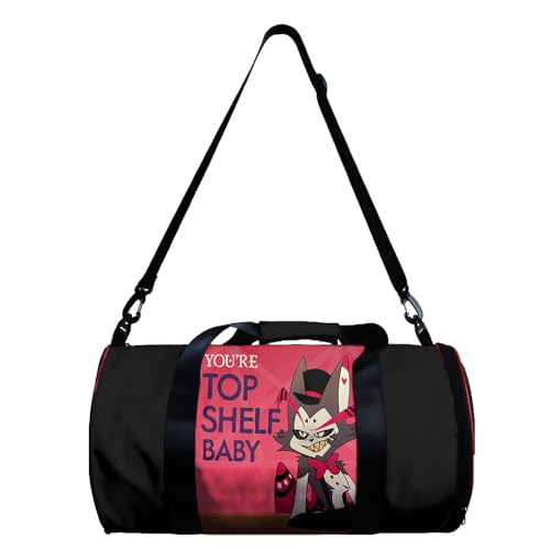 Hazbin Multifunktions-Sporttasche mit Anime-Motiv, Schultertasche, großes Fassungsvermögen, tragbare Reisetasche, zylindrische Reisetasche, Stil 2, 26*26*49cm von Zhongkaihua