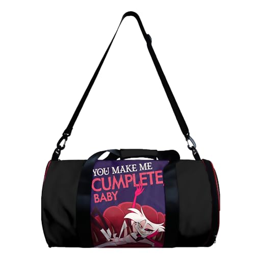Hazbin Multifunktions-Sporttasche mit Anime-Motiv, Schultertasche, großes Fassungsvermögen, tragbare Reisetasche, zylindrische Reisetasche, stil 1, 26*26*49cm von Zhongkaihua