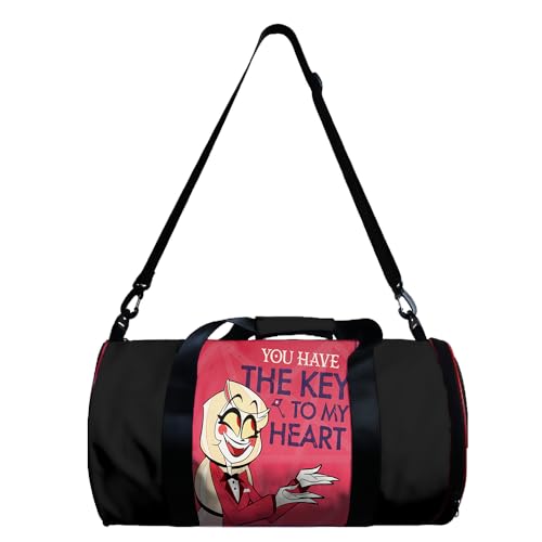 Hazbin Multifunktions-Sporttasche mit Anime-Motiv, Schultertasche, großes Fassungsvermögen, tragbare Reisetasche, zylindrische Reisetasche, stil 3, 26*26*49cm von Zhongkaihua