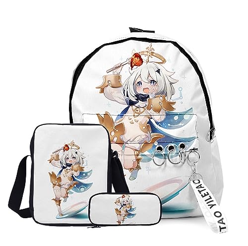 Zhongkaihua Anime Characters Venti/ZhongLi Schultasche 3-teiliges Set Stifttasche 3D gedruckt Casual Anime Umhängetasche für Jungen Mädchen Teen, Typ 14, 29*40cm von Zhongkaihua