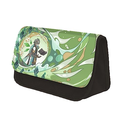 Zhongkaihua Anime Charakter Stift Tasche Doppelschicht Bleistift Fall Venti/Ganyu/Alhaitham/Kamizato Ayato Kreative Anime Druck Schreibwaren Tasche, Alhaitham, 7.5*13*22cm, Schulranzen-Set von Zhongkaihua