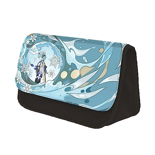 Zhongkaihua Anime Charakter Stift Tasche Doppelschicht Bleistift Fall Venti/Ganyu/Alhaitham/Kamizato Ayato Kreative Anime Druck Schreibwaren Tasche, Eula, 7.5*13*22cm, Schulranzen-Set von Zhongkaihua