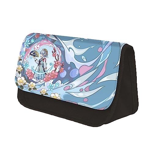 Zhongkaihua Anime Charakter Stift Tasche Doppelschicht Bleistift Fall Venti/Ganyu/Alhaitham/Kamizato Ayato Kreative Anime Druck Schreibwaren Tasche, Kamizato Ayaka, 7.5*13*22cm, Schulranzen-Set von Zhongkaihua