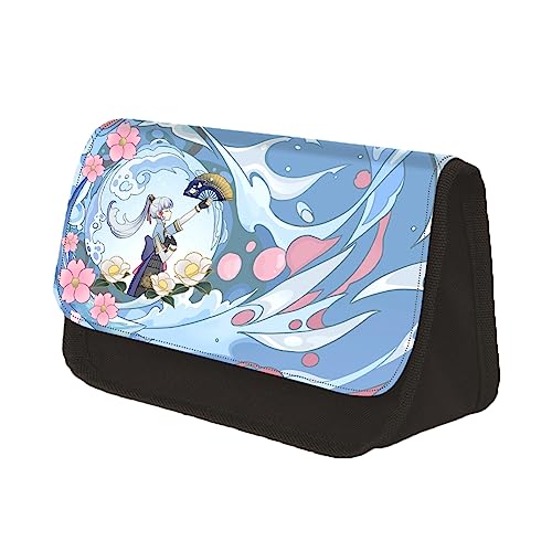 Zhongkaihua Anime Charakter Stift Tasche Doppelschicht Bleistift Fall Venti/Ganyu/Alhaitham/Kamizato Ayato Kreative Anime Druck Schreibwaren Tasche, Kamizato Ayaka-2, 7.5*13*22cm, Schulranzen-Set von Zhongkaihua