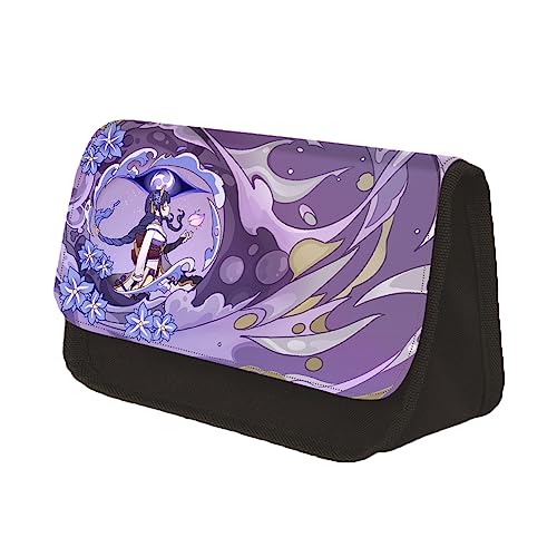 Zhongkaihua Anime Charakter Stift Tasche Doppelschicht Bleistift Fall Venti/Ganyu/Alhaitham/Kamizato Ayato Kreative Anime Druck Schreibwaren Tasche, Raiden Shogun, 7.5*13*22cm, Schulranzen-Set von Zhongkaihua