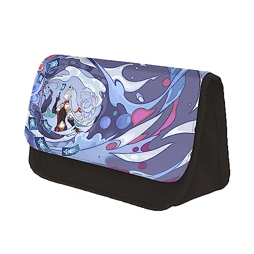 Zhongkaihua Anime Charakter Stift Tasche Doppelschicht Bleistift Fall Venti/Ganyu/Alhaitham/Kamizato Ayato Kreative Anime Druck Schreibwaren Tasche, Shenhe, 7.5*13*22cm, Schulranzen-Set von Zhongkaihua