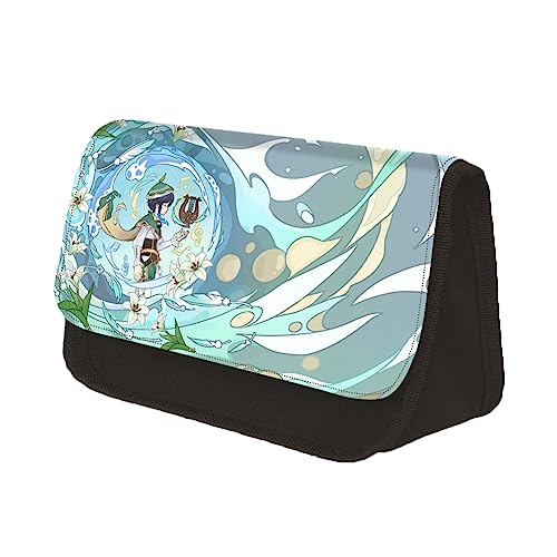 Zhongkaihua Anime Charakter Stift Tasche Doppelschicht Bleistift Fall Venti/Ganyu/Alhaitham/Kamizato Ayato Kreative Anime Druck Schreibwaren Tasche, Venti, 7.5*13*22cm, Schulranzen-Set von Zhongkaihua