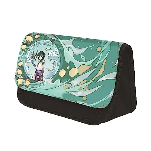 Zhongkaihua Anime Charakter Stift Tasche Doppelschicht Bleistift Fall Venti/Ganyu/Alhaitham/Kamizato Ayato Kreative Anime Druck Schreibwaren Tasche, Xiao, 7.5*13*22cm, Schulranzen-Set von Zhongkaihua