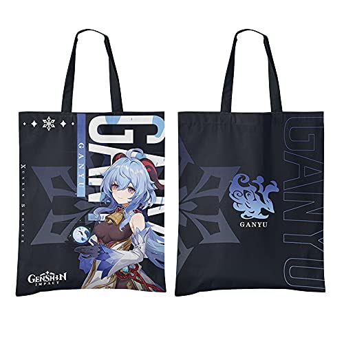 Zhongkaihua Anime Game Canvas-Tragetasche für Damen und Mädchen, 3D-Druck, Anime-Charakter,Ganyu/Klee/Zhongli/Venti/Xiao, Einkaufstasche, Umhängetasche, Handtasche für Anime-Fans, Geschenk von Zhongkaihua