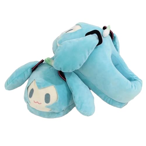 Zhongkaihua Anime Hausschuhe Miku Niedlich Baumwolle Weich Warm Plüsch Miku Hausschuhe Winter Herbst Indoor Home Schuhe Unisex, Typ 1, F von Zhongkaihua