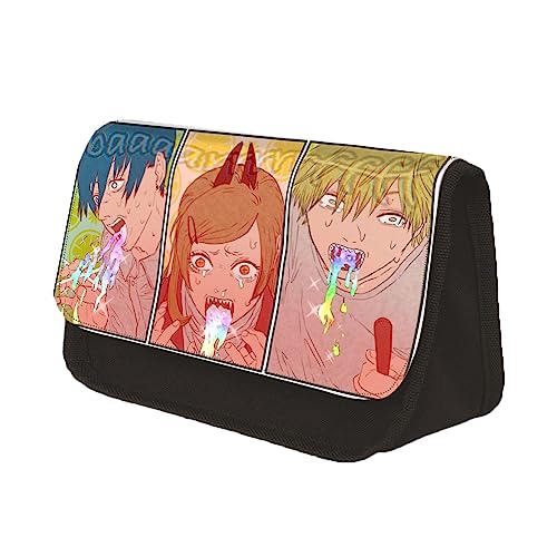 Zhongkaihua Anime Kettensäge Mann Pencil Case Denji Pen Bags Cartoon gedruckt Hayakawa AKI Pen Box große Kapazität Double Layer Storage Bag für Studenten von Zhongkaihua