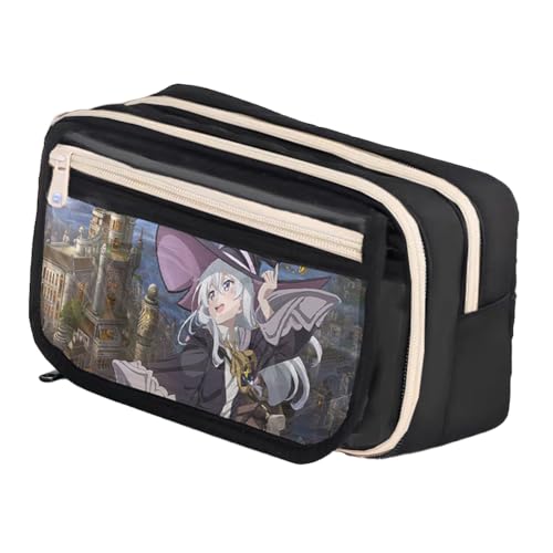 Zhongkaihua Elaina Federmäppchen aus Segeltuch, niedliches Anime-Motiv, großes Fassungsvermögen, mehrere Fächer, Aufbewahrung von Schreibwaren für Studenten von Zhongkaihua