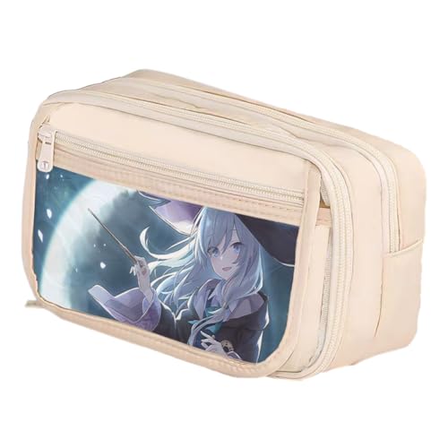 Zhongkaihua Elaina Federmäppchen aus Segeltuch, niedliches Anime-Motiv, großes Fassungsvermögen, mehrere Fächer, Aufbewahrung von Schreibwaren für Studenten von Zhongkaihua