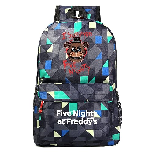 Zhongkaihua FNAF Fazbear's Piazzaria Security Breach Fashion Student of School Rucksack für Jungen Mädchen Schuler Reisen Anime Spiel Oxford Essential Daypack, Fnaf - 04, 31 x 18 x 47 CM von Zhongkaihua