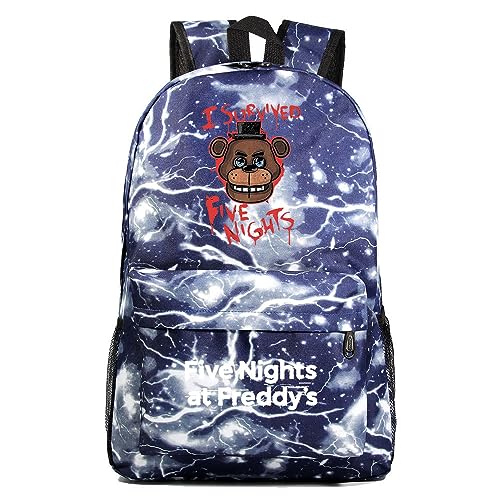 Zhongkaihua FNAF Fazbear's Piazzaria Security Breach Fashion Student of School Rucksack für Jungen Mädchen Schuler Reisen Anime Spiel Oxford Essential Daypack, Fnaf - 07, 31 x 18 x 47 CM von Zhongkaihua