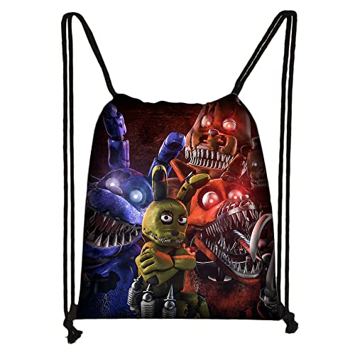 Zhongkaihua Drawstring Bag, FNAF Polyester Drawstring Pocket Security Breach 3D Print Sport Bag Kids Bookbag von Zhongkaihua