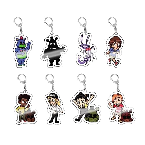 Zhongkaihua FNAF Schlüsselanhänger-Set, 8 Stück, niedliche Anime-Schlüsselringe, Sicherheit, Beach, Acryl, Schlüsselanhänger, hängende Zubehör, Ornament, Geschenk für Fans, Typ 4, 5 cm von Zhongkaihua