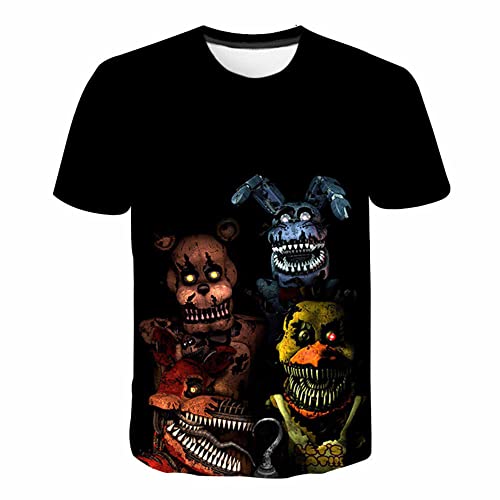 Zhongkaihua FNAF T-Shirts Jugendliche Jungen Mädchen T-Shirts, Anime Five Nights Game Foxy Sisters Location Casual Kurzarm 3D Gedruckt T-Shirt von Zhongkaihua