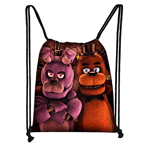 Zhongkaihua FNAF Tasche mit Kordelzug, Five Nights Game Foxy Sisters Location Bonnie 3D-Muster mit Taschen, Reisen, Schule, Kordelzug, Typ 10 von Zhongkaihua