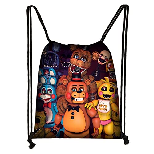 Zhongkaihua Drawstring Bag, FNAF Polyester Drawstring Pocket Security Breach 3D Print Sport Bag Kids Bookbag von Zhongkaihua