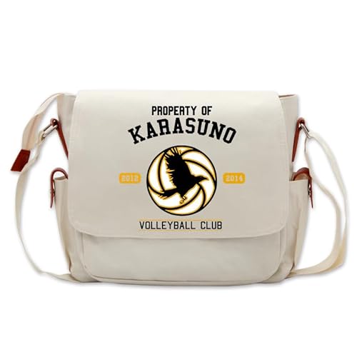 Zhongkaihua Haikyuu Tasche Messenger Bags Umhängetasche Manga Haikyuu Merch Print Crossbody Schultasche Satchel Bag Casual Reise Sporttasche Beige, Typ 1, 33*26*13CM von Zhongkaihua