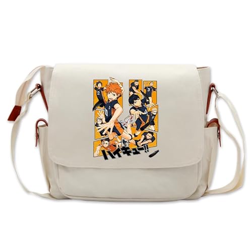 Zhongkaihua Haikyuu Tasche Messenger Bags Umhängetasche Manga Haikyuu Merch Print Crossbody Schultasche Satchel Bag Casual Reise Sporttasche Beige, Typ 18, 33*26*13CM von Zhongkaihua